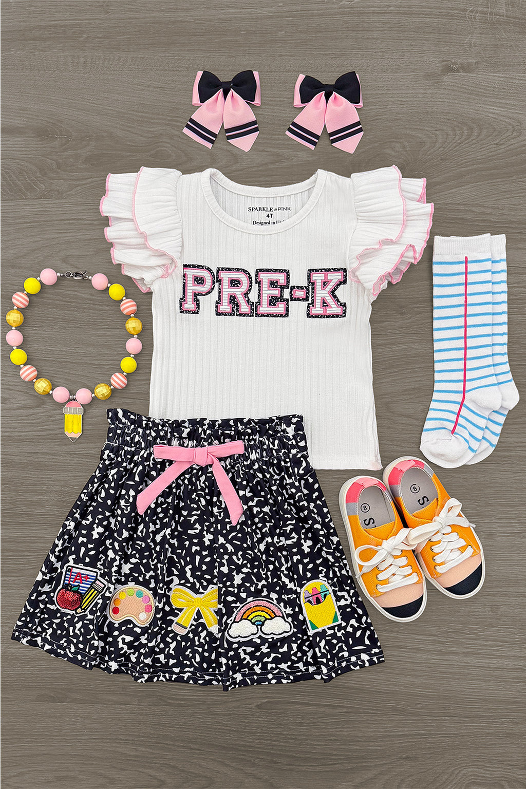 "Pre-K - Sixth Grade" Notebook Skirt Set