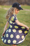 Yellow & Dark Grey Softball Dress - Sparkle in Pink