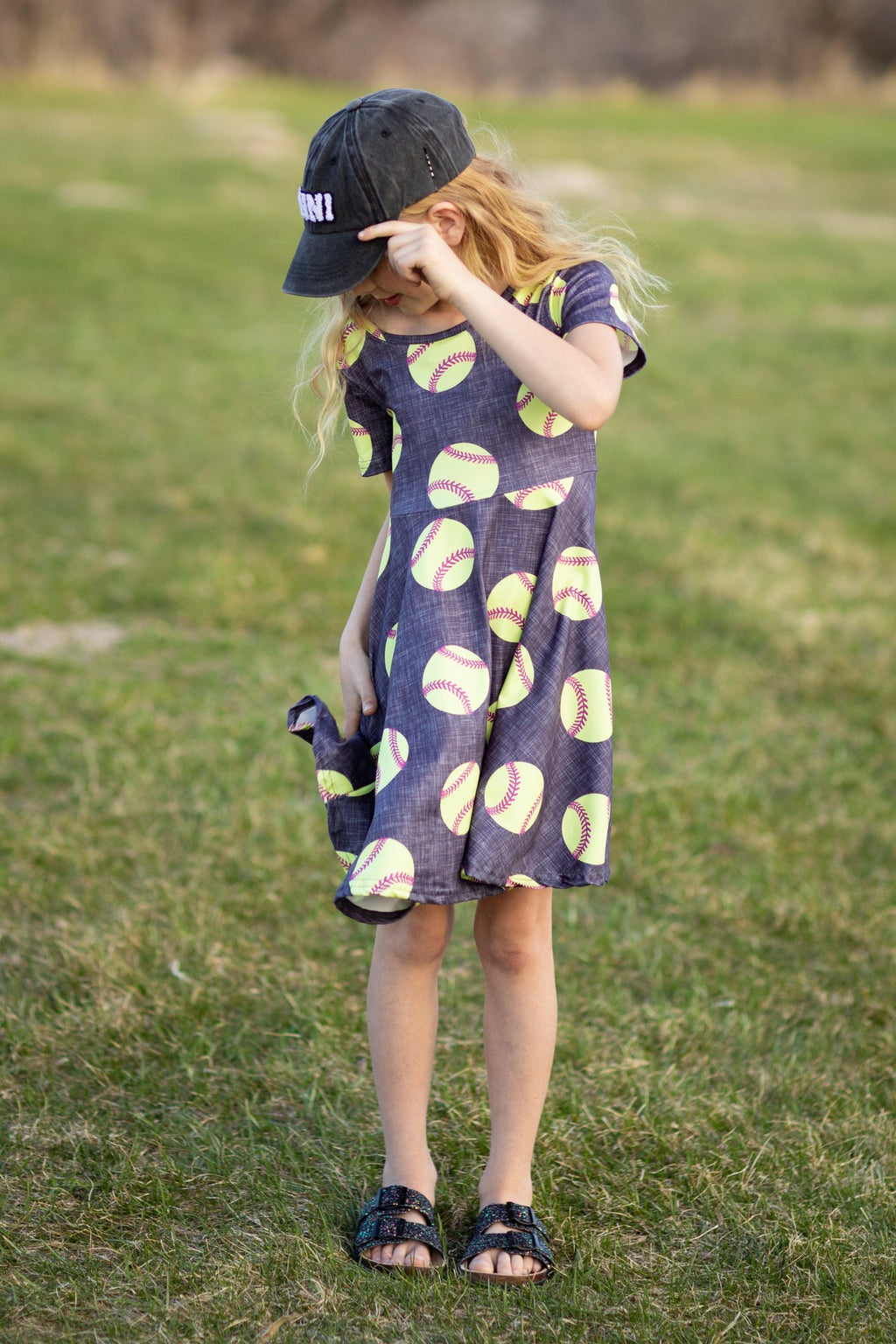 Yellow & Dark Grey Softball Dress - Sparkle in Pink