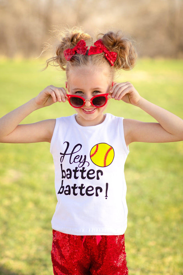 "Hey Batter Batter" Softball Sequin Short Set - Sparkle in Pink