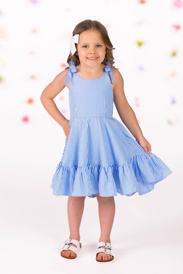 Blue Stripe Bow Tank Dress | Sparkle in Pink