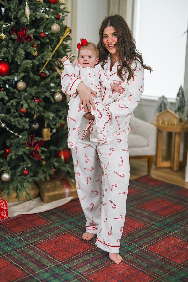 White Candy Cane Family Pajamas - AND PET BANDANA! | Sparkle in Pink