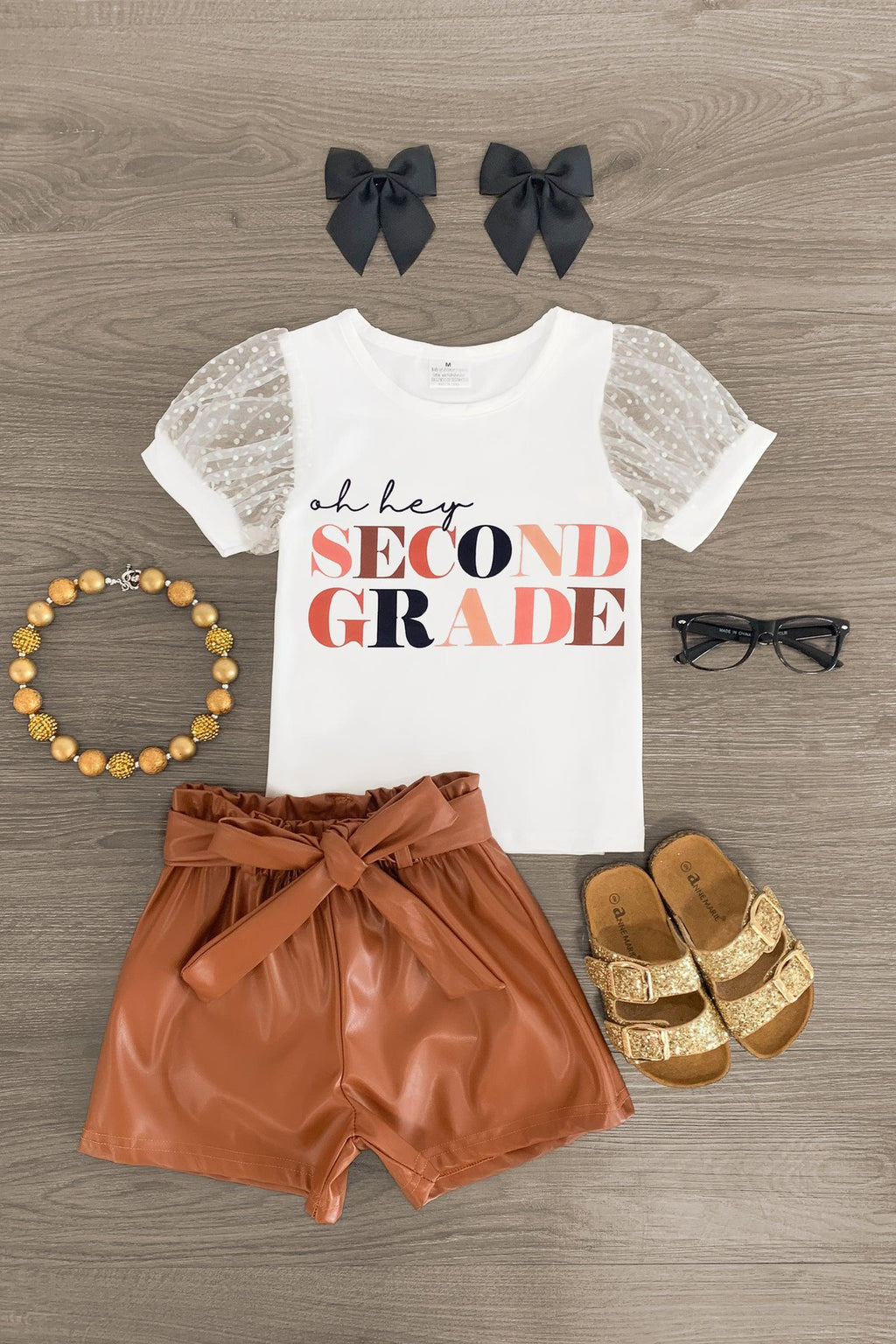 "Oh Hey Pre-K - 6th Grade" Pleather Short Set - Sparkle in Pink