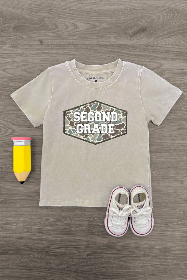 "Pre-K - Sixth Grade" Gray Camo Top | Sparkle in Pink