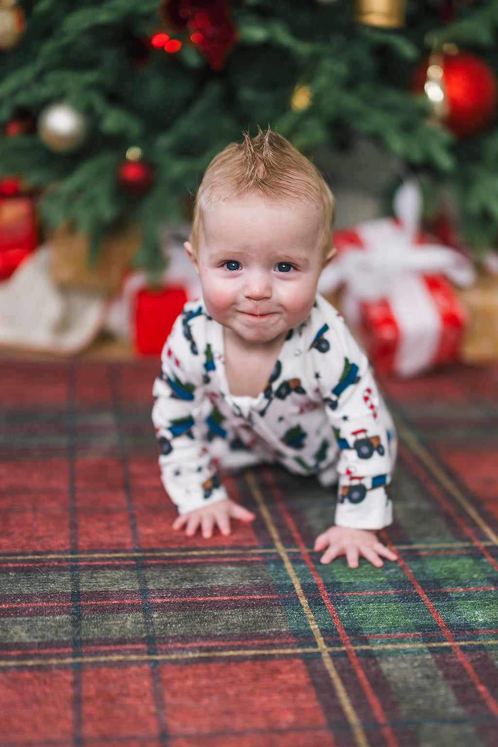Bamboo White Candy Cane Truck Onesie | Sparkle in Pink