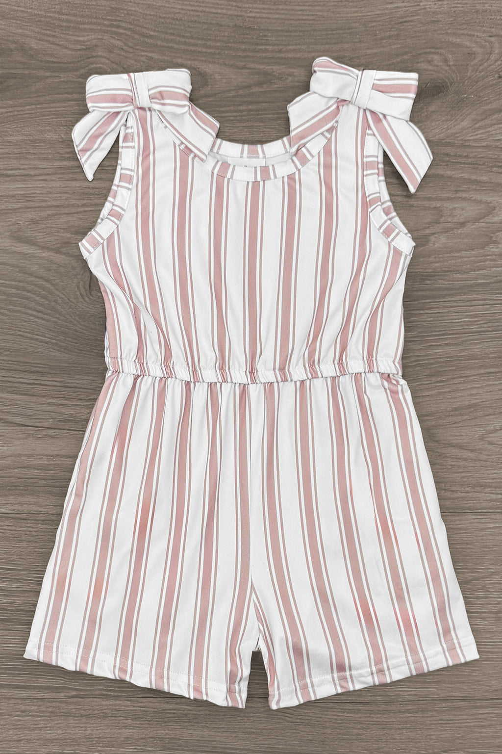 Tan Striped Romper | Sparkle in Pink