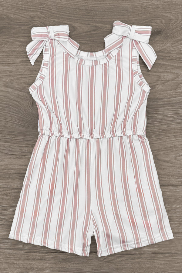 Tan Striped Romper | Sparkle in Pink