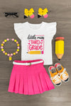 "Little Miss Pre-K - 5th Grade" Pink Skirt Set - Sparkle in Pink