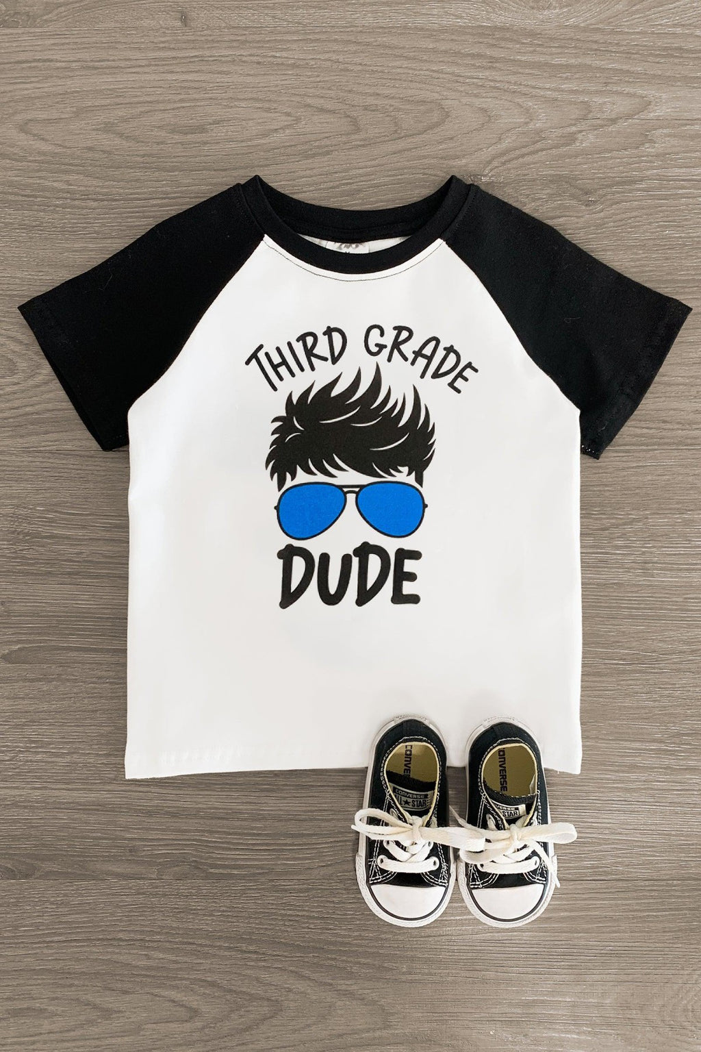 "Pre-K - 3rd Grade Dude" White & Black Top - Sparkle in Pink