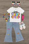 "Pre-K - Sixth Grade" Bow Denim Pant Set