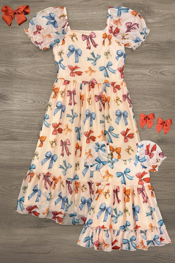 Mom & Me - Peachy Pink Bow Dress | Sparkle in Pink
