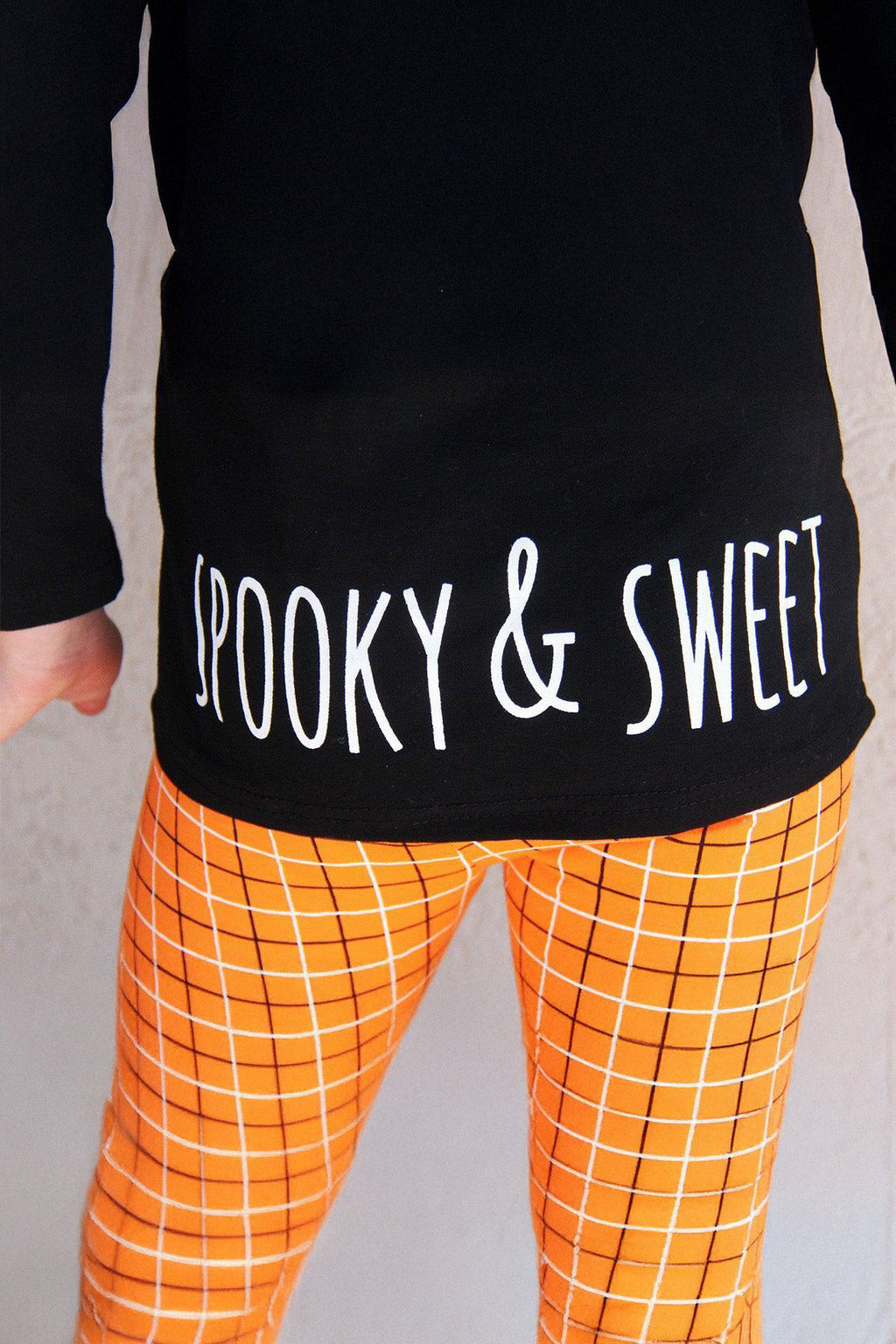 Black Cat Orange Plaid Hoodie Set | Sparkle in Pink