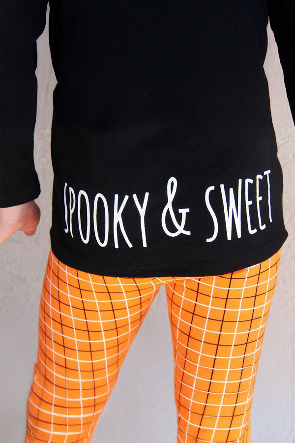 Black Cat Orange Plaid Hoodie Set | Sparkle in Pink