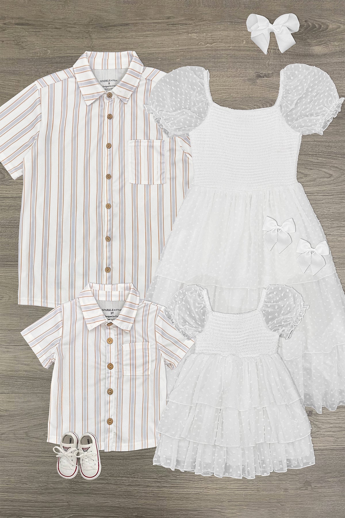 White Stripe Family Set | Matching Family Clothing – Sparkle In Pink