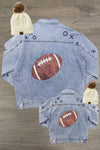 Mom & Me - Sequin Football Denim Jacket - Sparkle In Pink