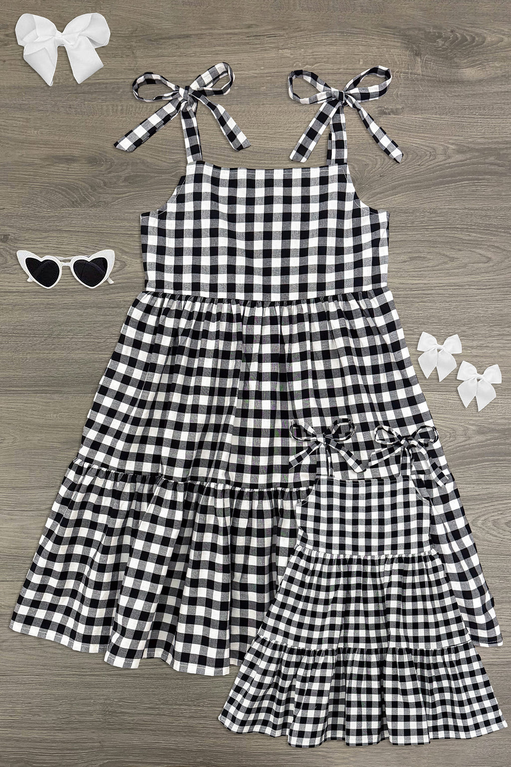 Mom & Me - Black & White Gingham Dress