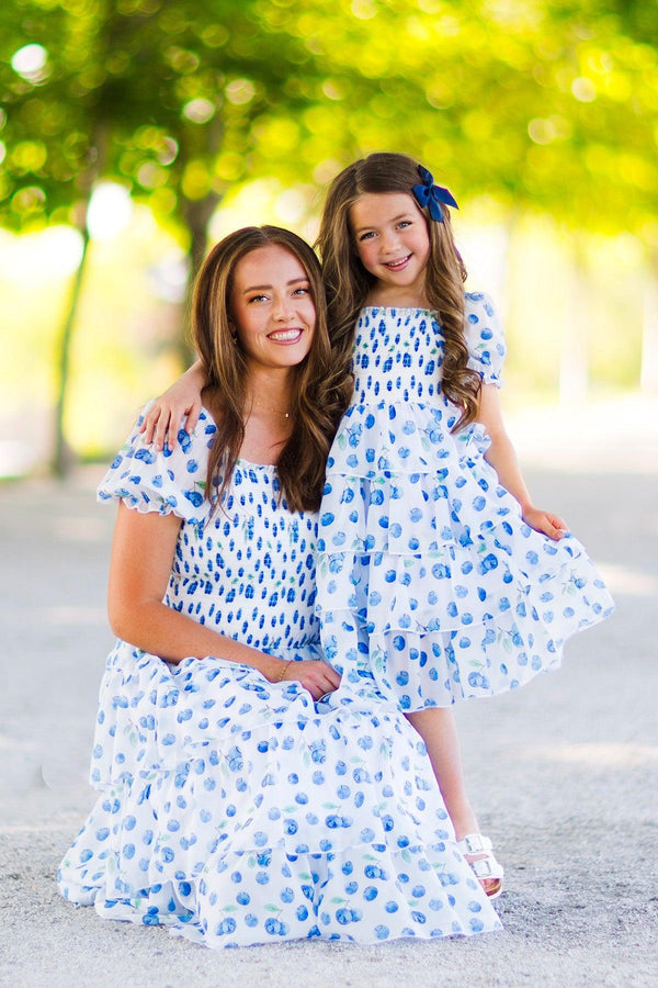 Mom & Me - Blueberry Ruffle Dress | Sparkle in Pink