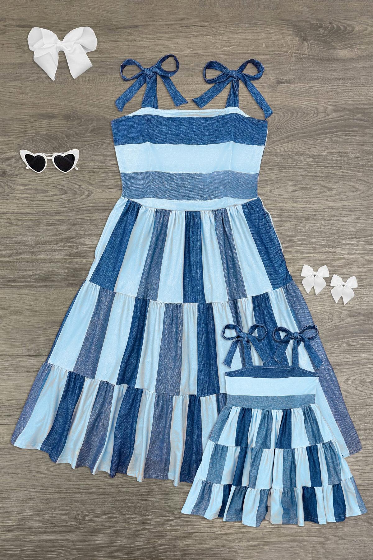 Mom & Me - Faux Denim Patch Dress