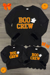 Mom & Kid - "Boo Crew" Pullover - GIRL-6-12 Months-FAMILY - Black pullover sweatshirts for mom and kid with orange "BOO CREW" text and a white ghost graphic.