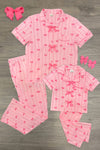 Mom & Me - Pink Stripe Bow Pajamas