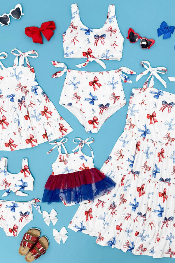 Mom & Me - Red White & Blue Bow Dress | Sparkle in Pink
