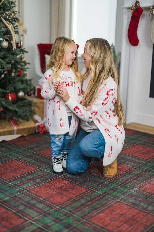 Mom & Me - Cozy Candy Cane Cardigan | Sparkle in Pink