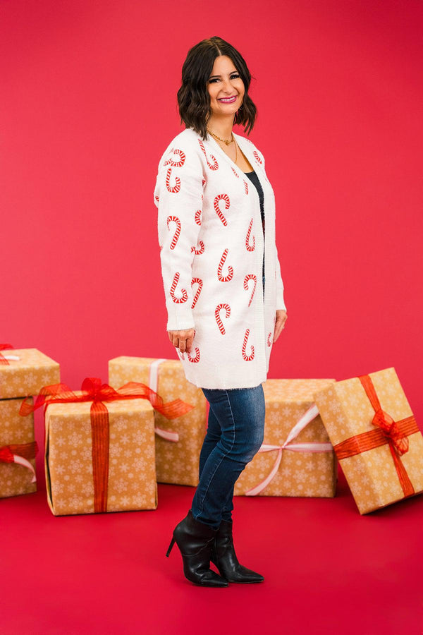 Mom & Me - Cozy Candy Cane Cardigan | Sparkle in Pink
