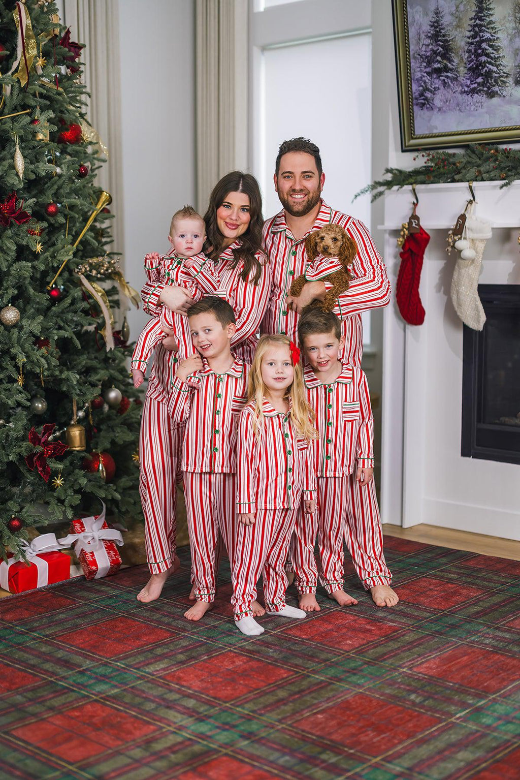 Candy Cane Stripe Family Pajamas - AND PET BANDANA! | Sparkle in Pink