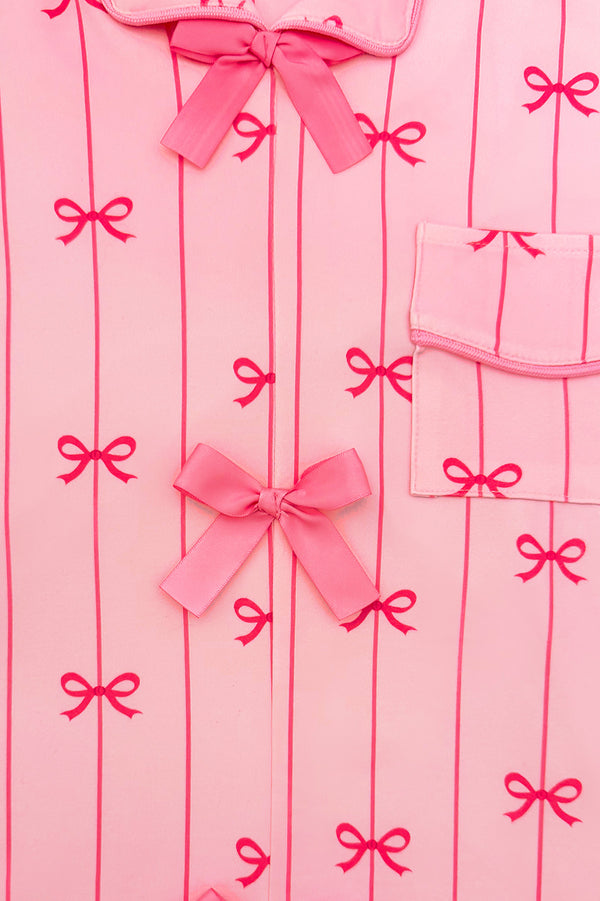 Mom & Me - Pink Stripe Bow Pajamas