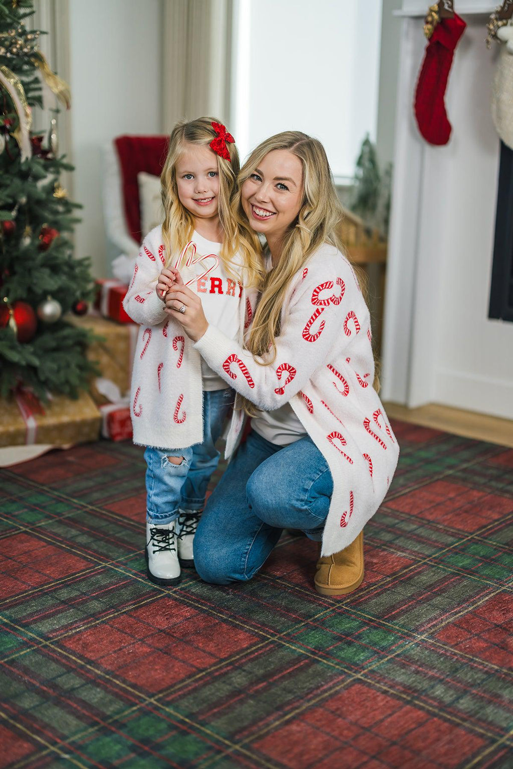 Mom & Me - Cozy Candy Cane Cardigan | Sparkle in Pink