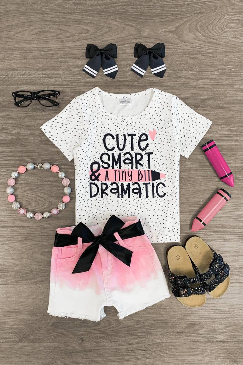 "Cute, Smart & A Tiny Bit Dramatic" Denim Short Set | Sparkle in Pink