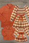 Rust Faux Denim Top & Plaid Dress Family Set - Sparkle In Pink