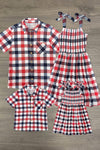 Red, White & Blue Plaid Family Set | Sparkle in Pink