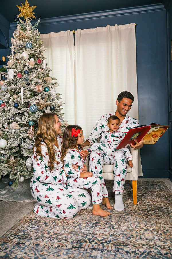 Festive Winter Trees Family Pajama Set - AND PET BANDANA! | Sparkle in Pink