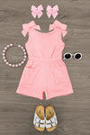 Ribbed Bow Romper | Sparkle in Pink