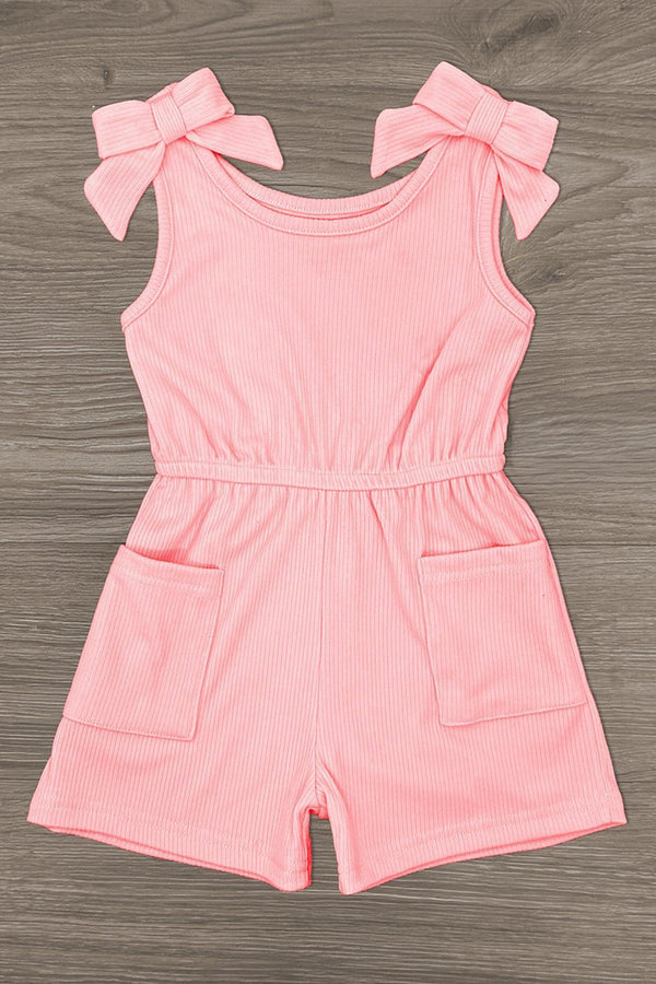 Ribbed Bow Romper | Sparkle in Pink