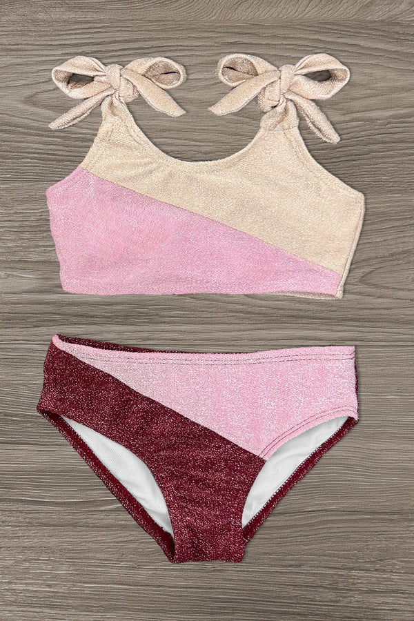 Mom & Me - Glitter Colorblock Bikini | Sparkle in Pink