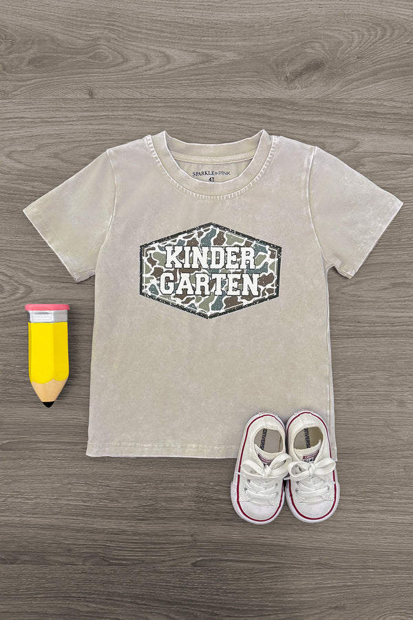 "Pre-K - Sixth Grade" Gray Camo Top | Sparkle in Pink