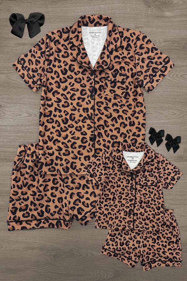 Mom & Me - Cheetah Waffle Knit Pajamas | Sparkle in Pink