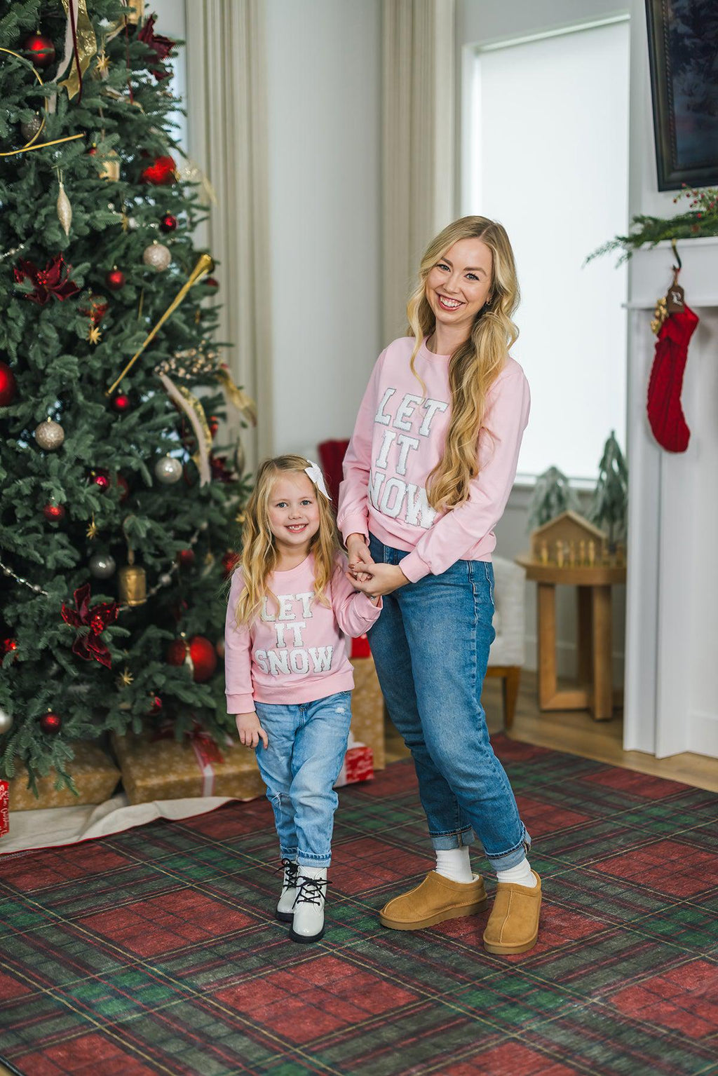 Mom & Me - "Let It Snow" Pink Chenille Patch Top | Sparkle in Pink