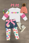 "Love" Candy Heart Legging & Denim Short Set