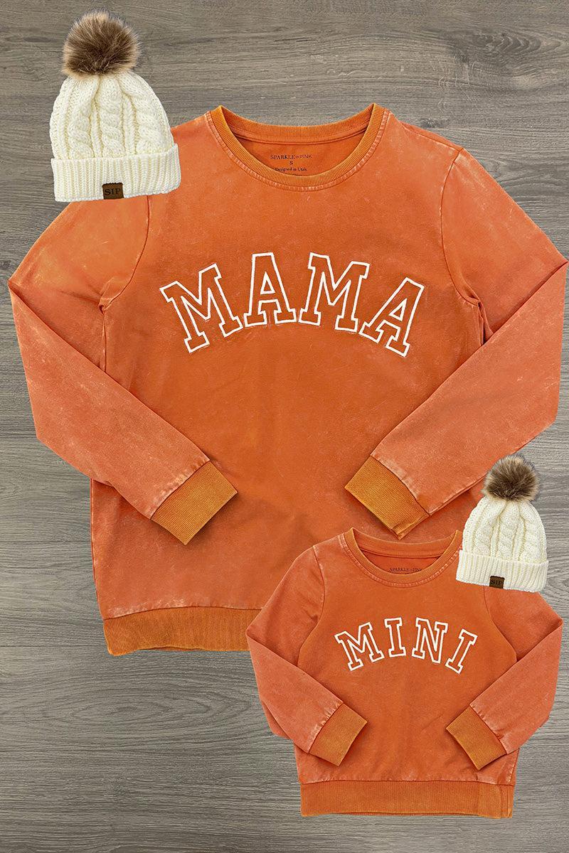 Mom & Me - "Mama & Mini" Orange Acid Wash Top - Sparkle In Pink