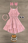 Hi-Low Ruffle Dress - Sparkle in Pink