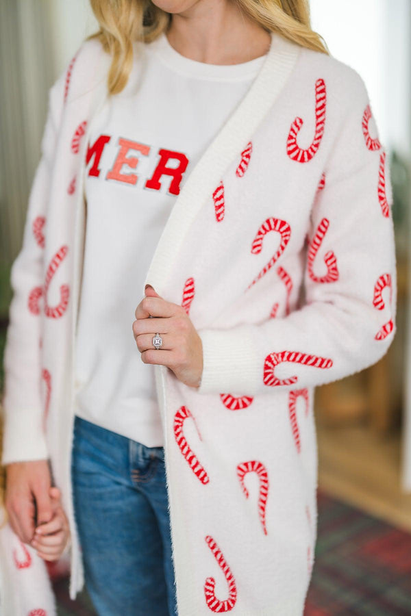 Mom & Me - Cozy Candy Cane Cardigan | Sparkle in Pink