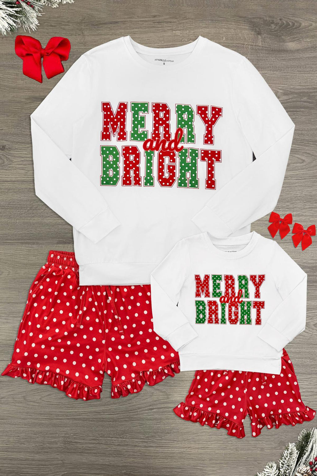 Mom & Me - "Merry & Bright" Polka Dot Pajamas