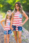 Mom & Me - Distressed Flag Tie Tank | Sparkle in Pink