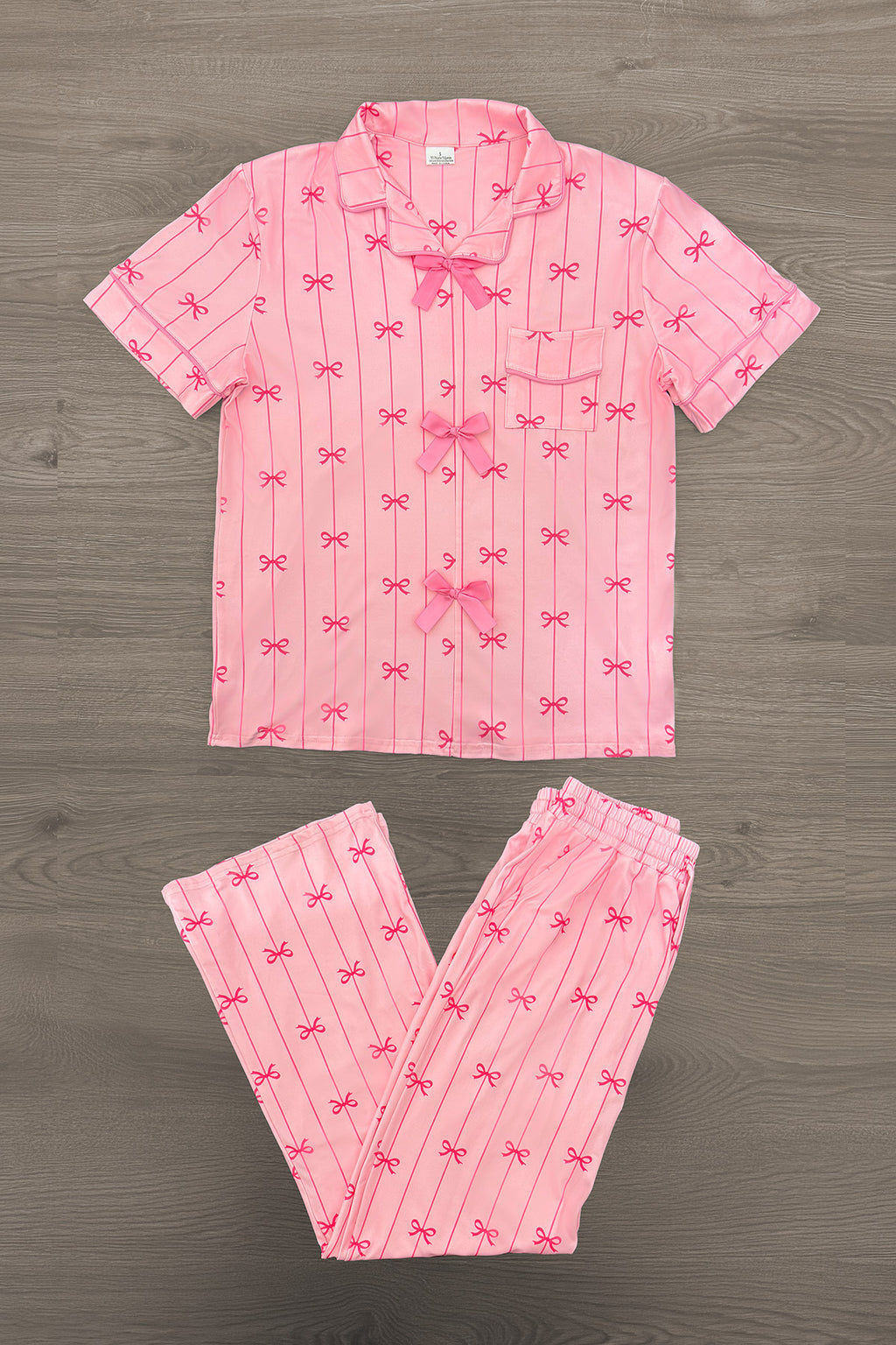 Mom & Me - Pink Stripe Bow Pajamas