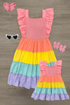 Mom & Me - Rainbow Pastel Ruffle Dress | Sparkle in Pink