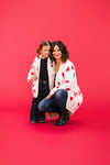 Mom & Me - White & Red Heart Cardigan | Sparkle in Pink