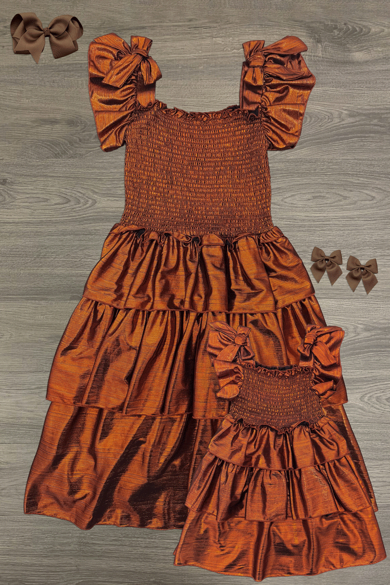 Mom & Me - Purple & Rust Metallic Dress